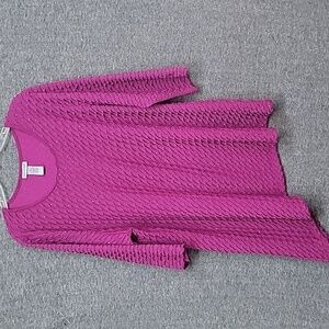 Catherines Purple Sequined  Blouse ¾ Sleeve Womans Size 2X Asymmetrical Hem